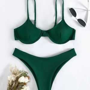 Emerald Ribbed Underwire Bikini